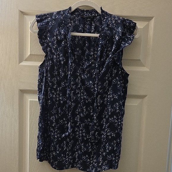 Banana Republic Blue Ruffled Sleeveless Blouse - Picture 1 of 4